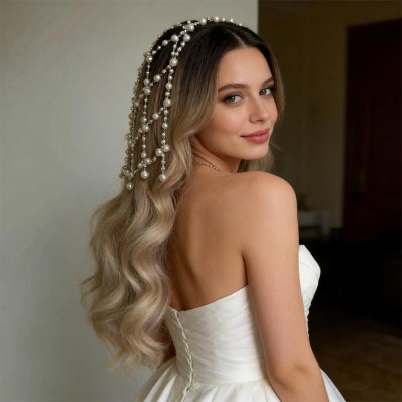 Elegante Perlenhaube für Damen Stilvolle Kopfbedeckung mit Imitationsperlen für Hochzeiten, Partys und den Alltag