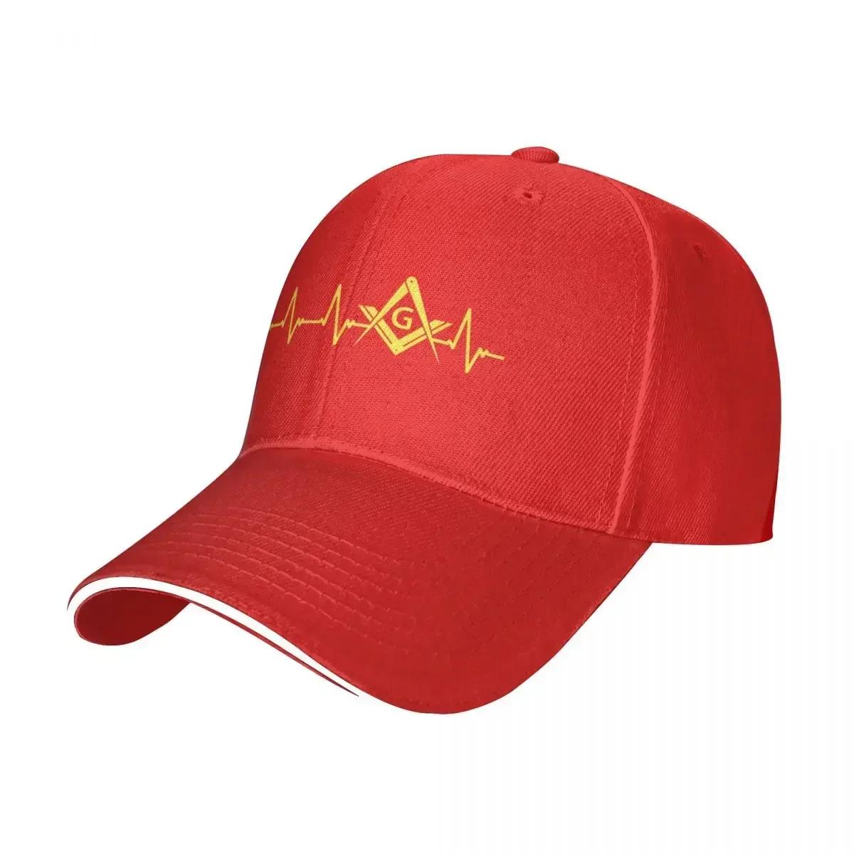New Freemason EKG Heartbeat Square Compass Masonic Baseball Cap Hip Hop Freemasonry Sandwich Hat Unisex Style Adjustable Caps Adjustable& 8Y