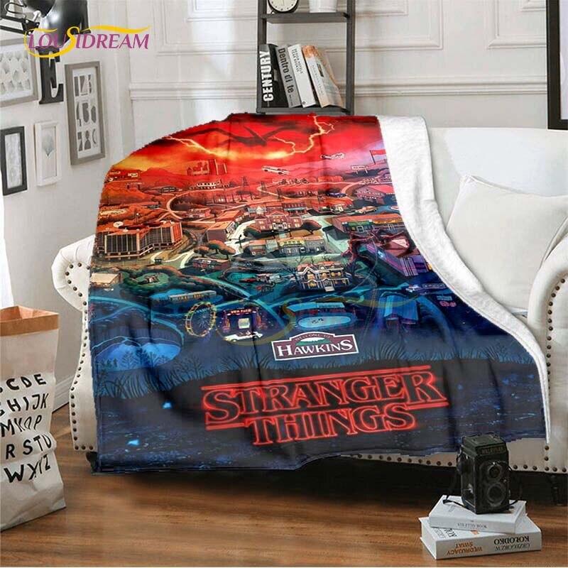 Hot Netflix Movie Stranger Things Blankets for Beds Soft Flannel Blanket Queen Size Home Decor Bedding Cover Kids Gift Picnic