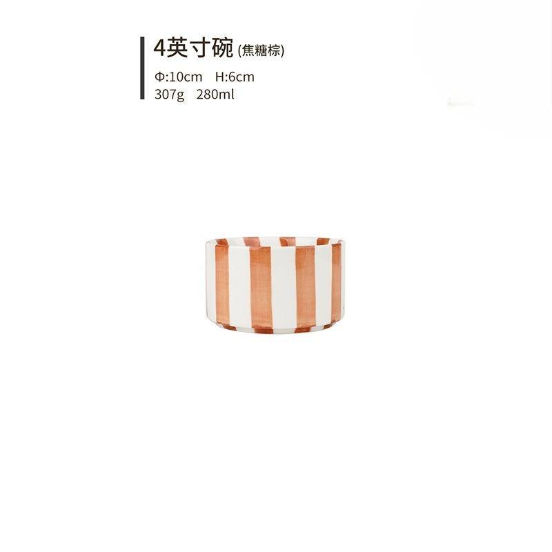 Полосатая Керамическая Миска для Фруктового Салата Нежная Цветная Большая Суповая Миска Круглая Кухонная Тарелка для Завтрака Десерта Кухонная Посуда Новая