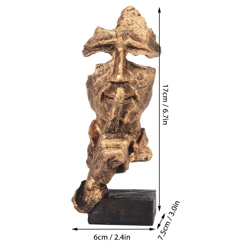 17 X 7.5 X 6cm Silence Is Gold Statue Antique Finish Silence Is Gold Figurine  Home Decor