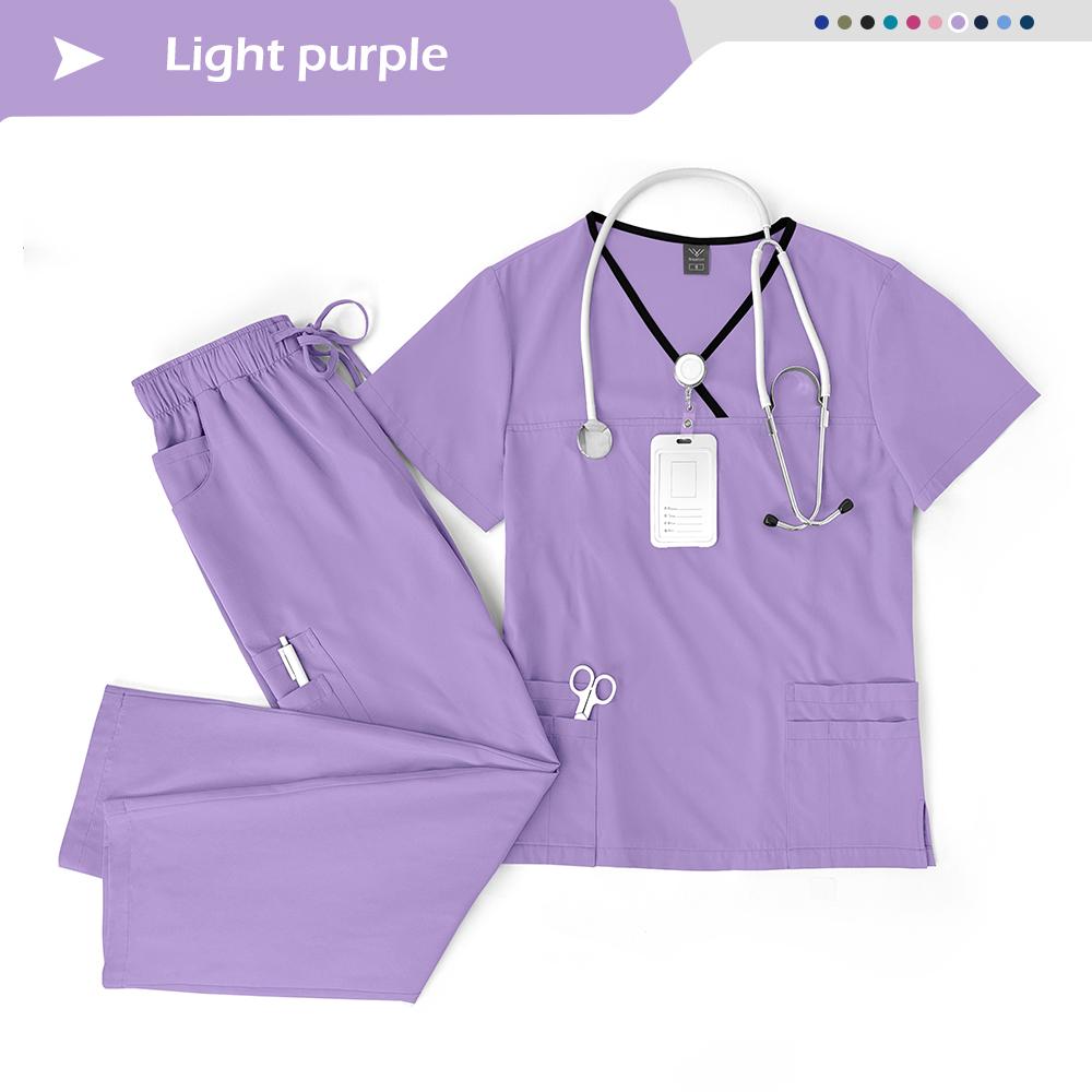 Elastic Breathable Nursing Articles Surgical Uniforms Woman Hospital Clinical Uniform Multicolor Short Sleeved Beauty Salon Wear