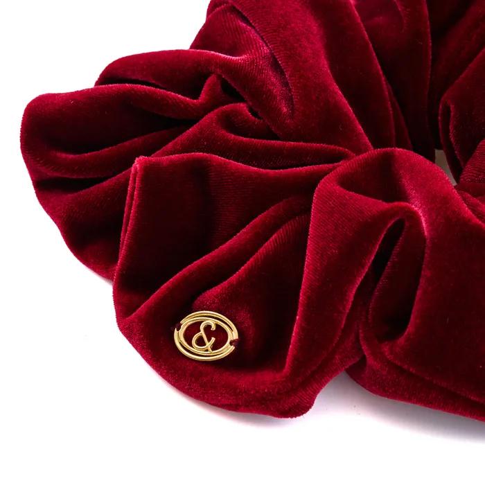 & COUTURE RED VELVET HAIR SCRUNCHIE
