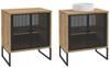 80x70cm standing cabinet on metal legs, black laminated board, Fiora