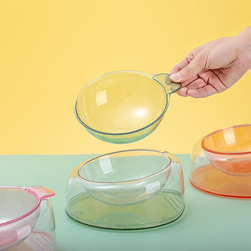 Elevated Cat Bowl Anti-Tip Plastic Raised Pet Feeding Dish With Tilted Edge Neck Protection Kitty Food Bowl