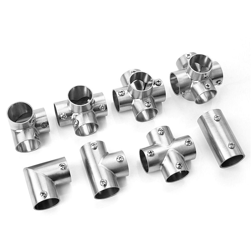 1Pcs Stainless Steel Pipe Connector Tee Straight Elbow Clothesline Shelf Joints  Furniture Hardware