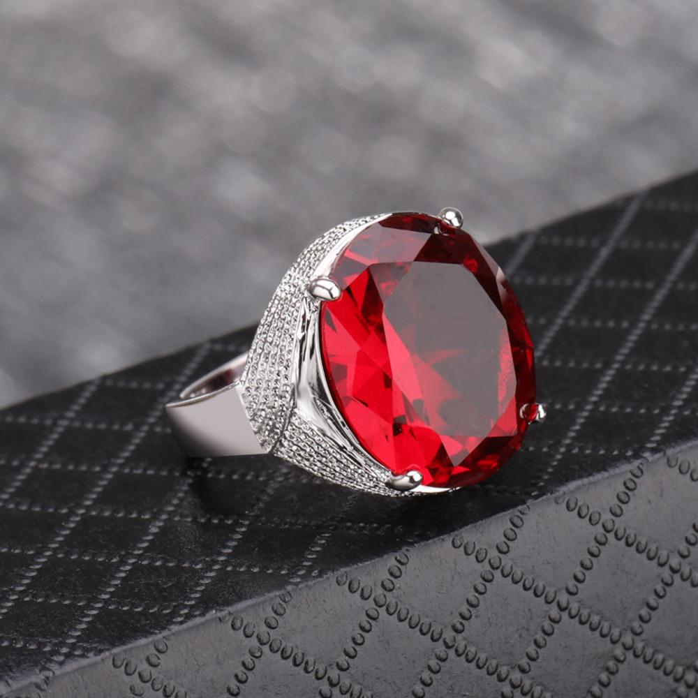 WOSIKATE Exaggerated Inlaid Goose Egg Shaped Ruby Ring for Women Trendy Fashion Jewelry Engagement Ring  Copperjewelry