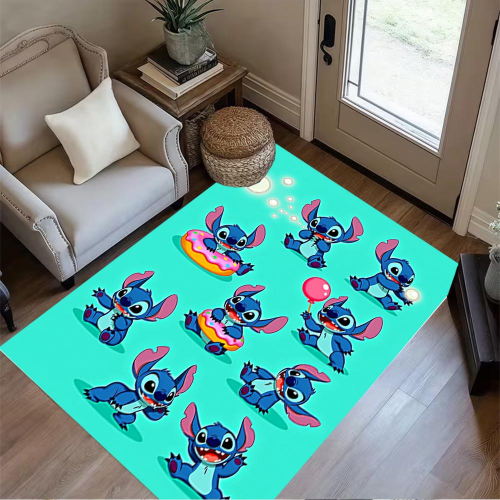 Colorful Stitch Adventure Floor Mat Perfect for Kitchen Outdoor Game Room Bedrooms Antislip Carpet Anime Office Decor Perfect Gift for Friends & Famil