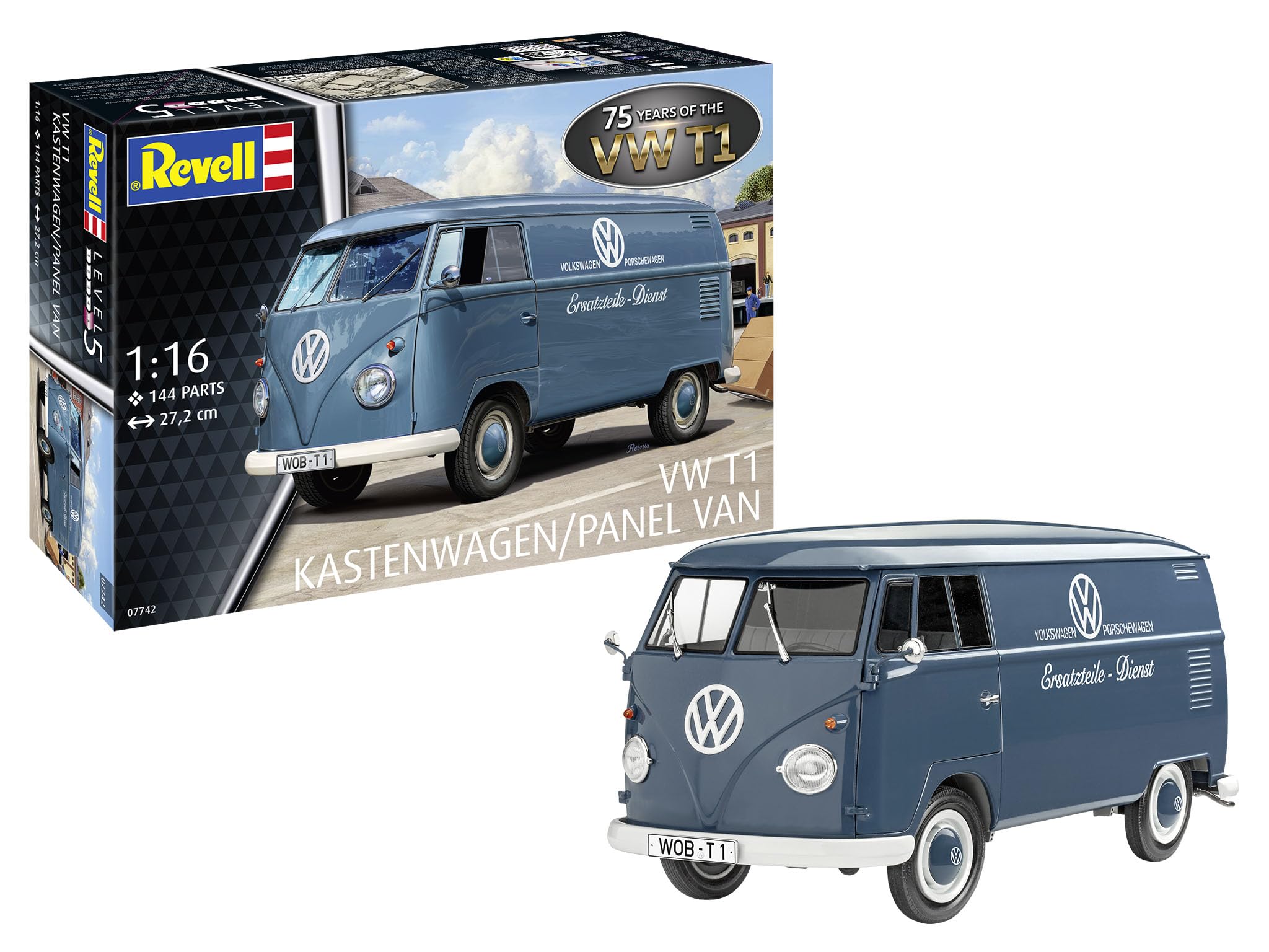 

German Revell VW T1 Panel Van Plastic Model 07742 1/16 75 (Car)