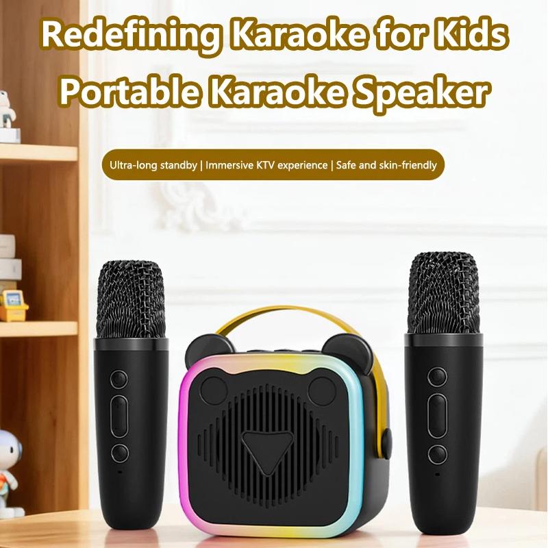 K10 Wireless Bluetooth Speaker With 2 Microphone RGB Light Outdoor Home Karaoke Voice Change Mini Speaker for Family Gifts
