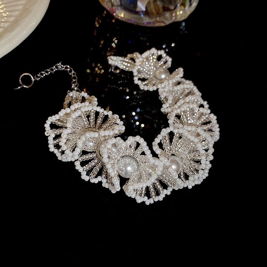 

New Luxury White Color Glass Miyuki Beads Braid Imitation Pearl Beaded Necklace for Women Femme Handmade Strand Chokers