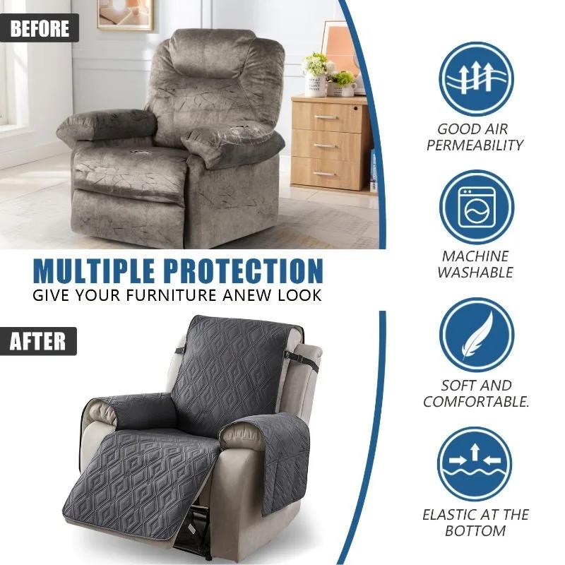 1pcs Waterproof Recliner Cover with Pockets Non-Slip Washable Sofa Protector for Furniture Universal Fit Durable Couch Slipcover