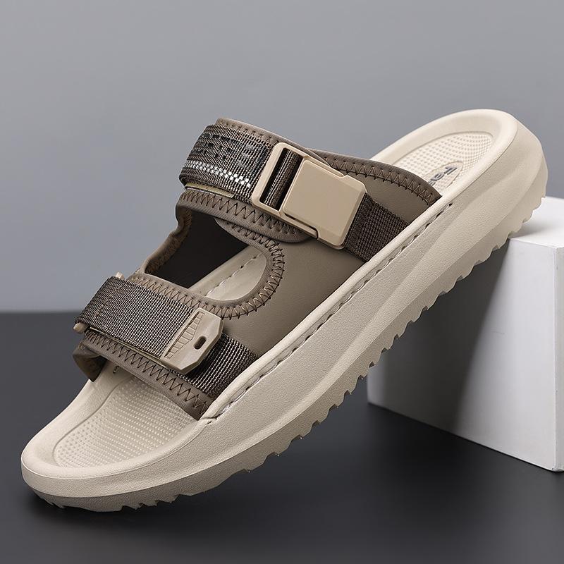 

Сандалии мужские лето 2025 новые уличные шлепанцы повседневные на платформе трендовые для улицы пляжные сандалии прилив 44 хаки