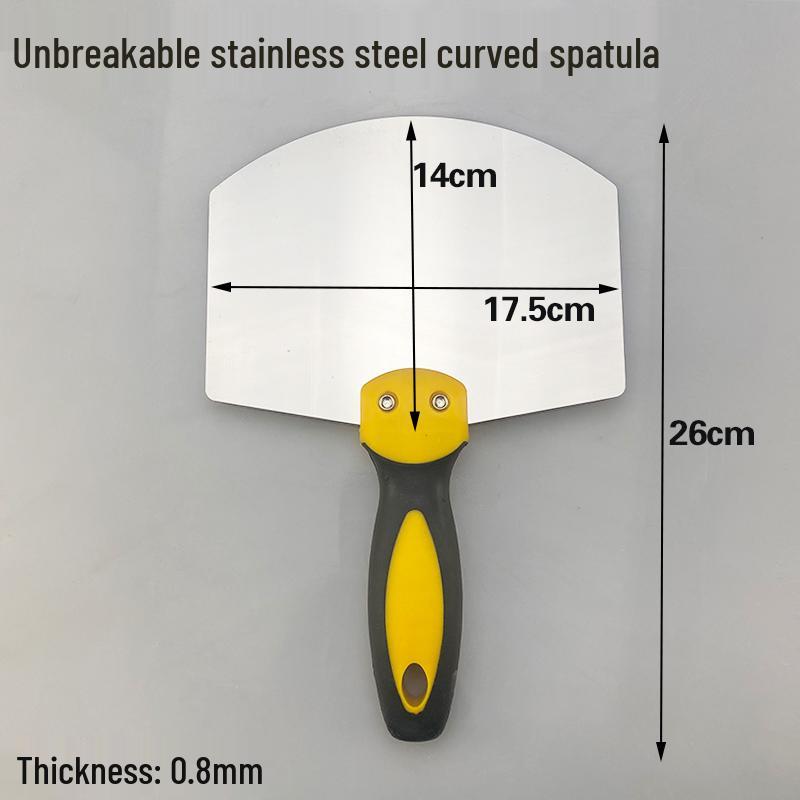Stainless Steel Gray Curved Fan-Shaped Spatula and Putty Scraper with Thickened Handle - Free Shipping