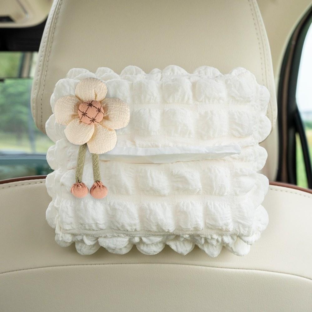 Hanging Type Flower Car Tissue Box Puff Grid Paper Organizer Storage Bag  Headrest Armrest