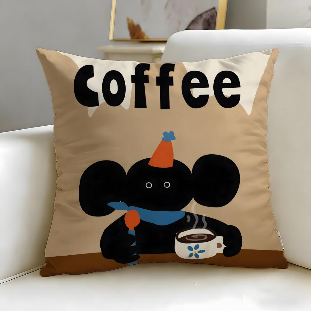 classic art theme Coffee Illustration Cushion Cover Soft EasyWash Pillow Case Versatile for Couch Bed Travel and Office
