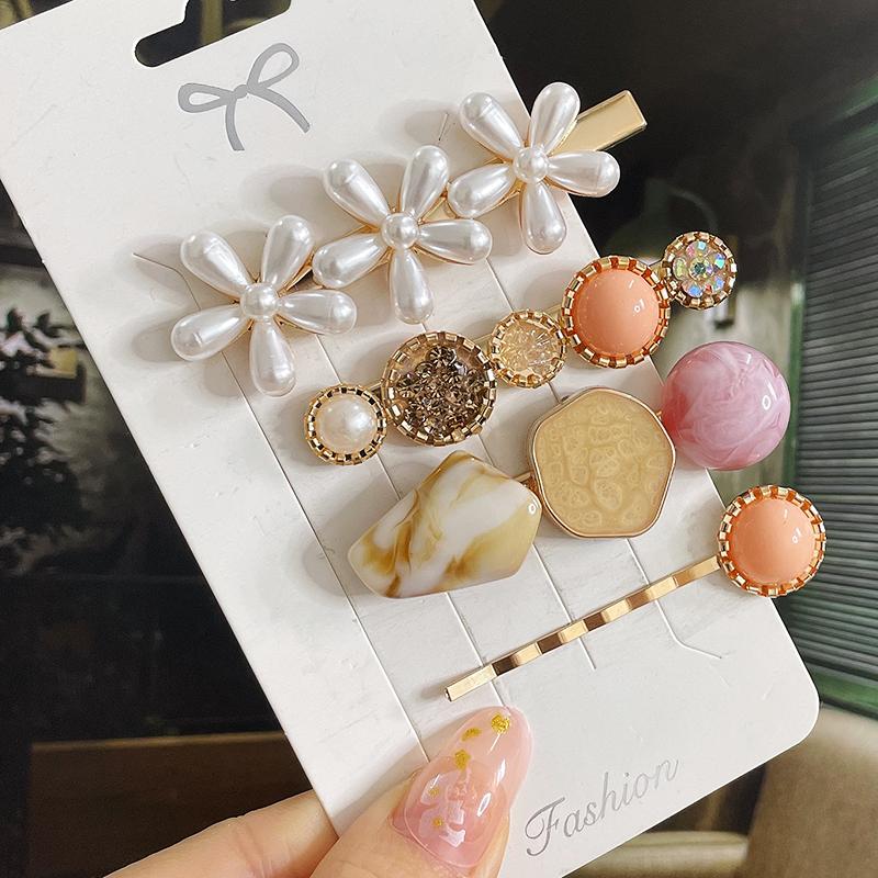 

1 комплект жемчужных заколок для волос для женщин корейские женские заколки для волос для девочек геометрические заколки-бабочки модные заколки-крабы боковая заколка аксессуары для волос