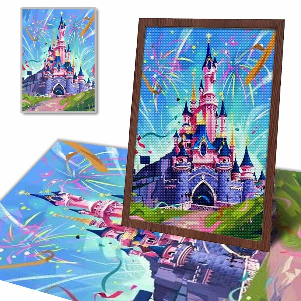 Diamond Mosaic Colorful Diamond Painting Beautiful Castle Full Round Embroidery Cartoon Creative Hobbies Wall Decor