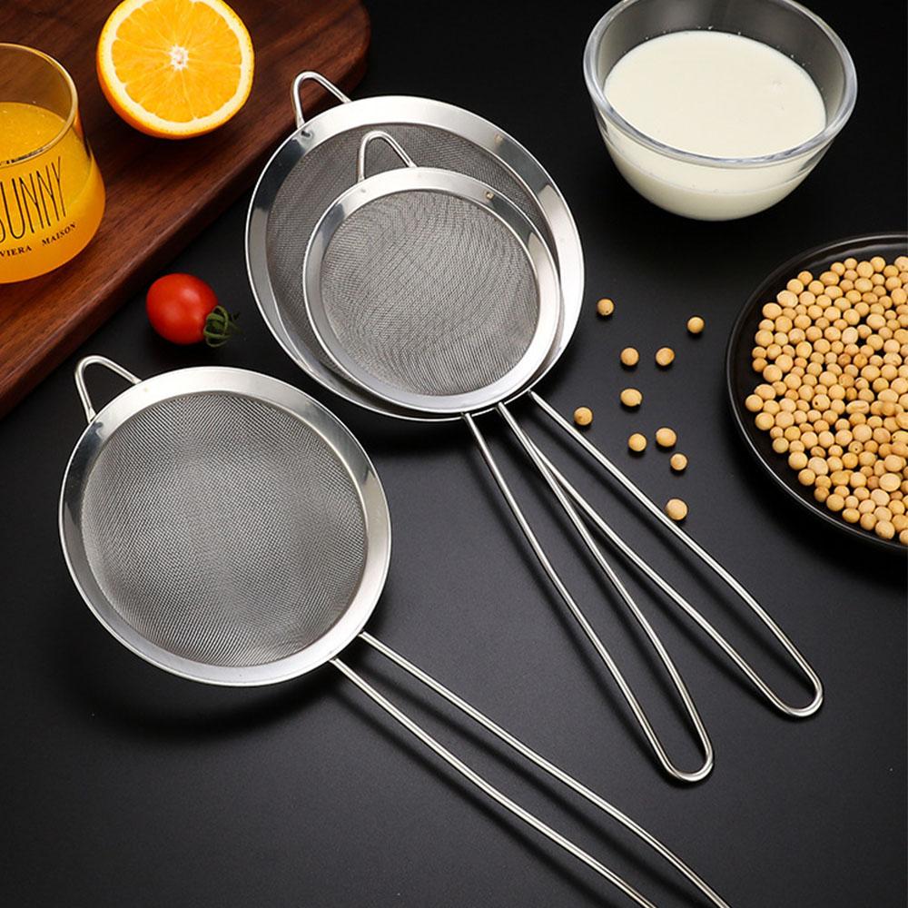 Stainless Steel Colander Soy Milk Filter Noodle Scoop Flour Sieve Kitchen Oil Soy Milk Filter Baking Tool Filter Sieve Oil Leak Spoon Net Colander