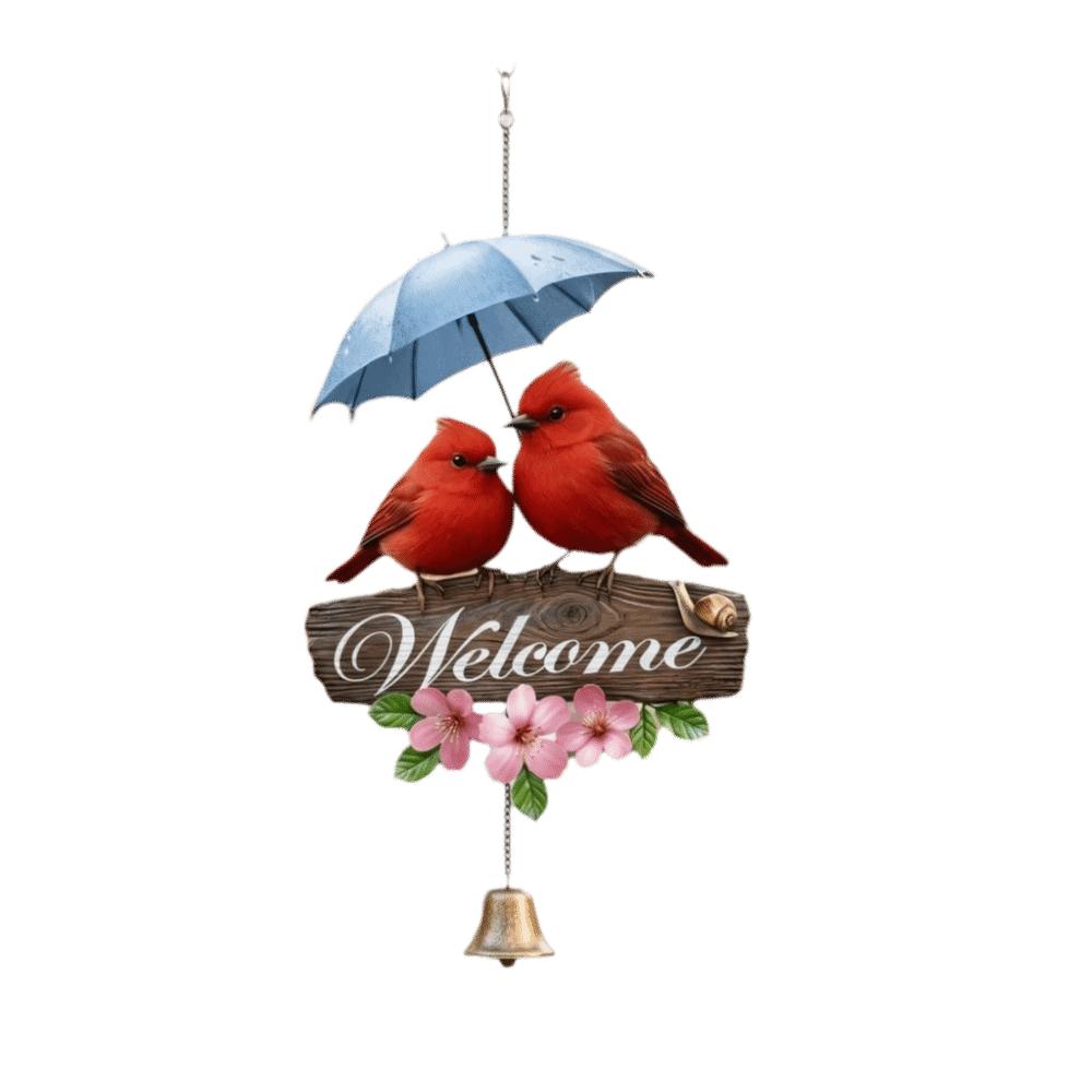 Flower Porch Decoration Acrylic Home Hanging Creative Welcome Wind Chime Porch Display красный