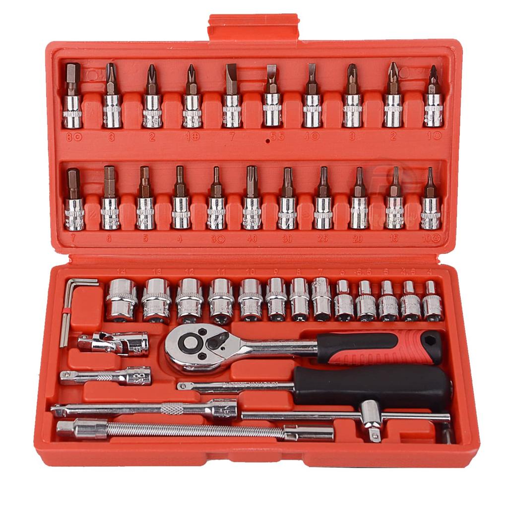 Socket Wrench Set with Drive Ratchet Wrench and Socket Driver Combo 46-Piece 6.3mm (1/4")