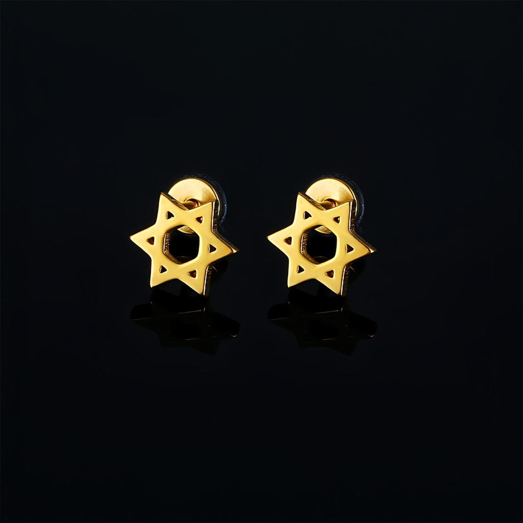 1 Pair Satin Star of David Screw Back Stainless Steel Stud Earrings for Men Women Ear Piercing Jewelery Valentines Couple Gifts