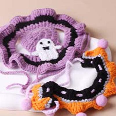 Creative Breathable Halloween Pets Costumes Pumpkin Ghost Halloween Cat Headgear Cartoon Hollow Cat Woven Hat Bib Photos Props