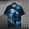 Men's retro T-shirt sailing outdoor sports leisure couple 3D printing T-shirt