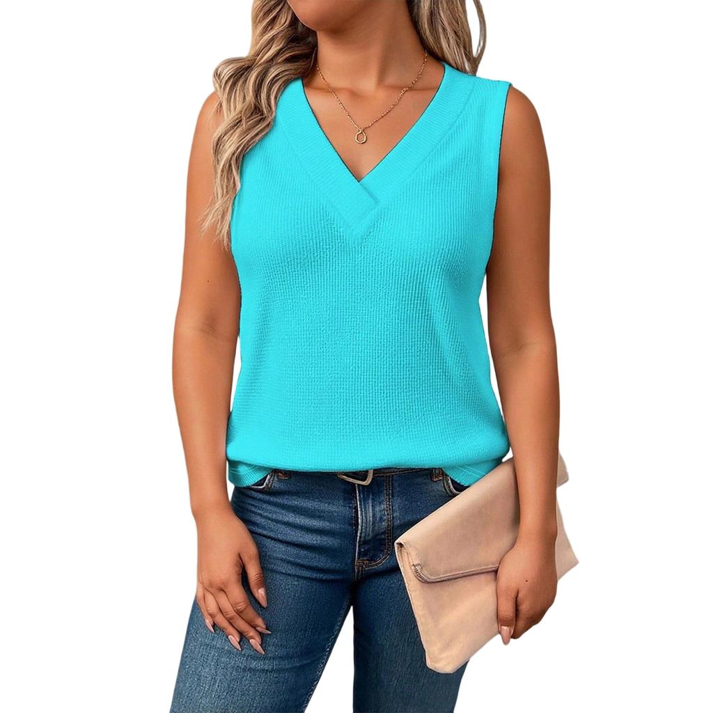 Women's Casual V-Neck Sleeveless Top for Everyday Wear