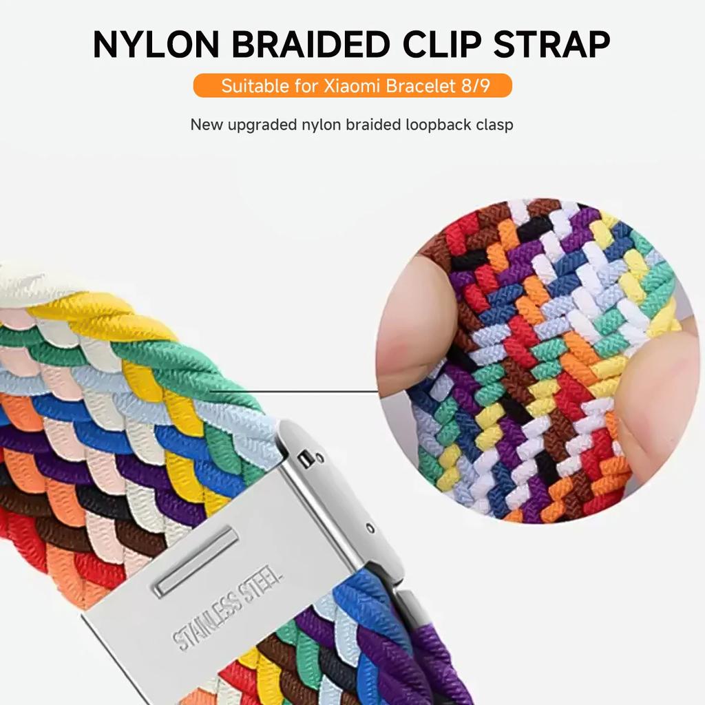 Nylon Braid Strap for Xiaomi Band 8 9 Metal Buckle Smart Band Replacement Bracelect Belt for Mi band 8 xiaomi band 8 Wrist strap