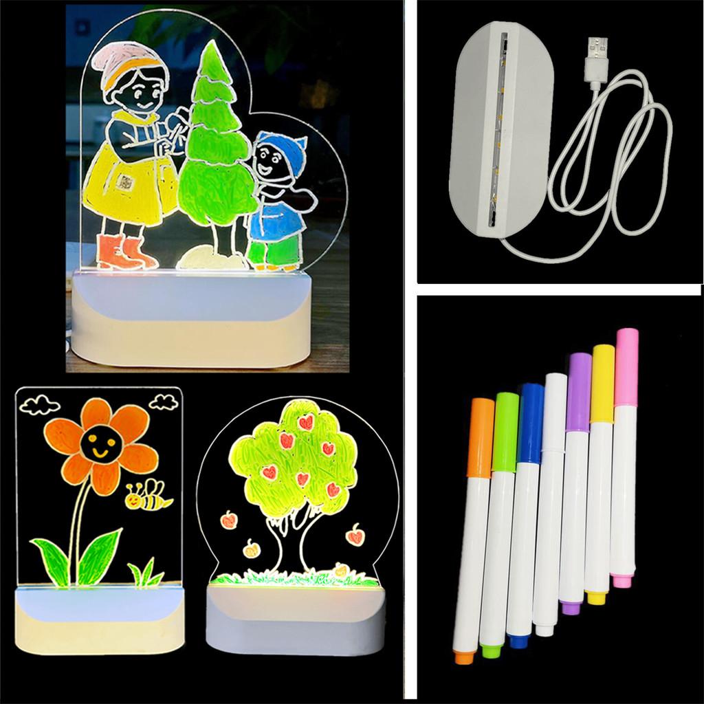 Non-Toxic Hard Acrylic Diy Kids Drawing Board Light Wipe Dust-Free Handwriting Board Blackboard Night Light