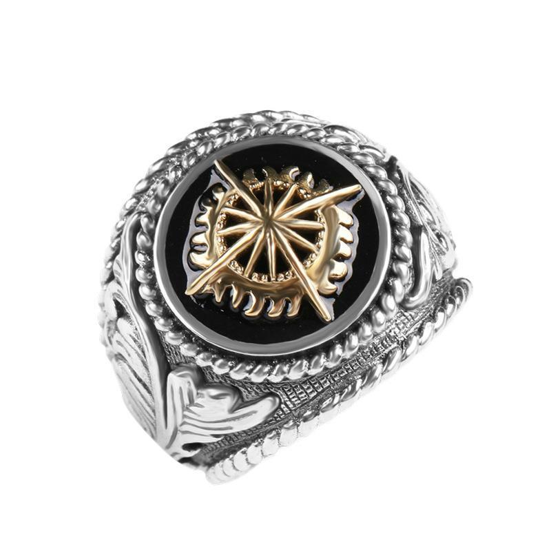 Men's Hip-hop Retro Light European Food Ring Single Trendy Ring Domineering