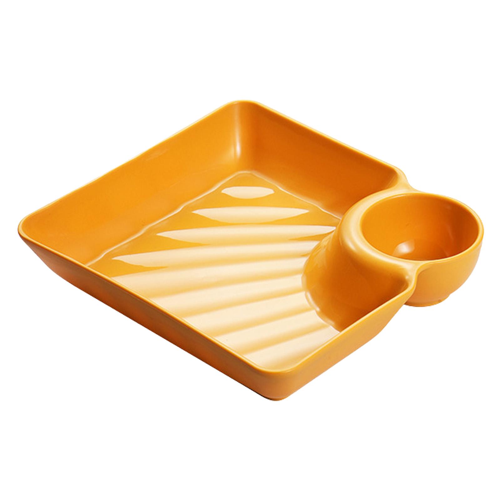 

Japanese Style Dumpling Plate With Sauce Dish Separated Design For Home Use Snack Serving Tray жовтий