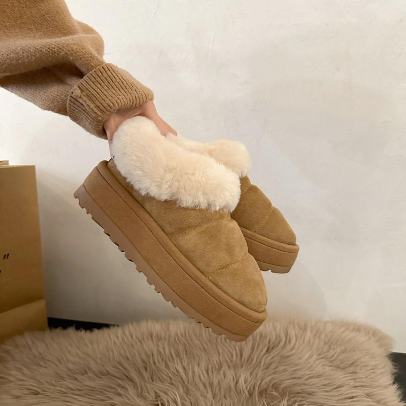 Thick Soled Height Increasing Hairy Snow Boots for Women's Winter New Style with Fur Integrated and Plush Thick Soled Warm Bread and Cotton Shoes