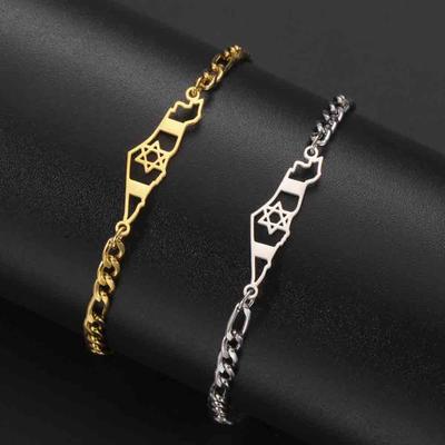My Shape Je Star of David Bracelets Israel Map Outline Bangle Stainless Steel Judaica Judaism Je Jewelry Gifts Wholesale