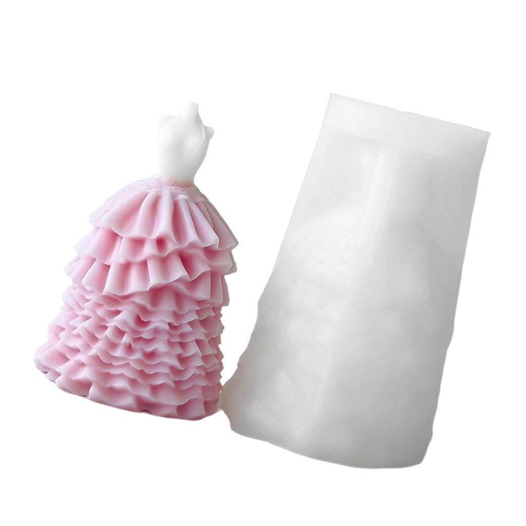 Bridal Wedding Dress Silicone Mold for Crafting Soap Evening Skirt Aromatherapys Candle Mould Home Decoration Tool