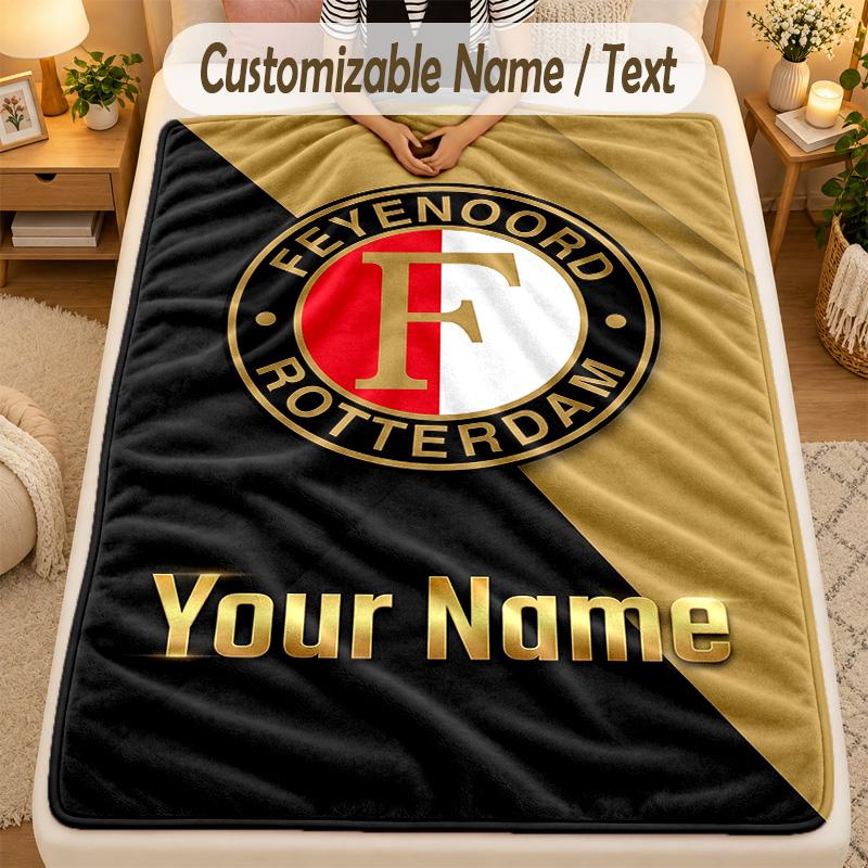 Flanel BattaniyeFeyenoord Özel İsim Yazısı Kişiselleştirilmiş Yumuşak Sıcak Atkı Battaniye Ev Dekorasyonu Hediye
