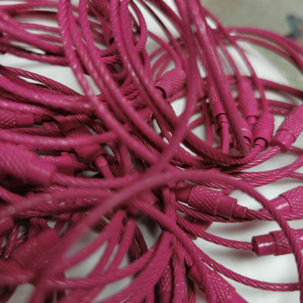 20PCS color paint wire rope 25 colors manufacturer wholesale key ring chain DIY tag cartoon key lanyard accessories
