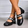 Fashion Vintage Square Toe Bowknot Decoration Pu Mary Jane Shoes Women 2025 Summer Medium Heel Dress Pumps Elegant Autumn Office Pumps