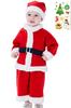 Madrugada Boys' Santa Costume, Cosplay Outfit for Christmas Parties, 2-Piece Set with Tattoo Stickers, S308 (110cm)