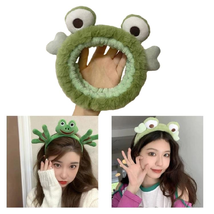 Cosplay Party Cute Green Frog Headband Woman Girls Makeup Washing Face Headwear