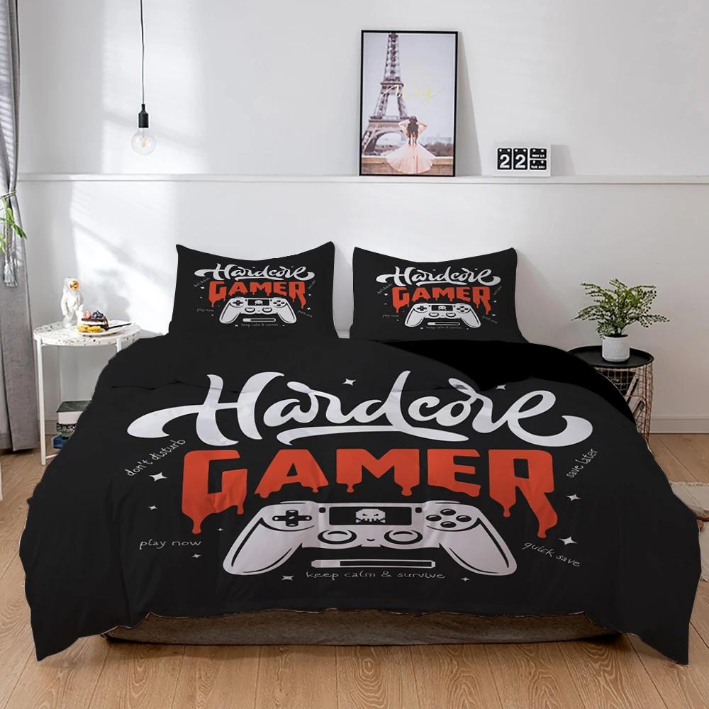 3D Gamepad King Queen Duvet Cover Game Theme Bedding Set For Teens Adults Youth Gamer Bedroom Decor 2/3Pcs Polyester Quilt Cover