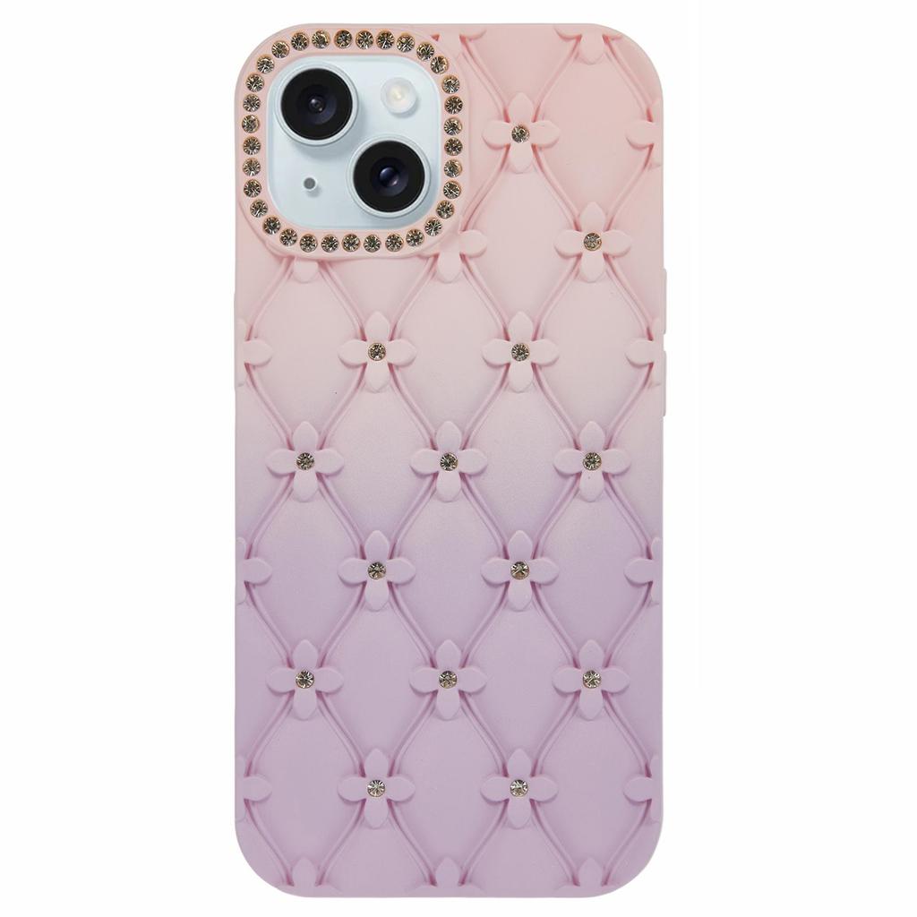For iPhone 13 Case Rhinestone Decor Rubberized TPU Phone Cover