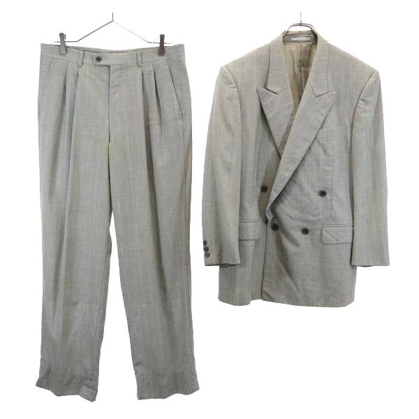 Lanvin Wool Check Pattern Suit Setup Double Button Jacket and Long Pants Men's Used
