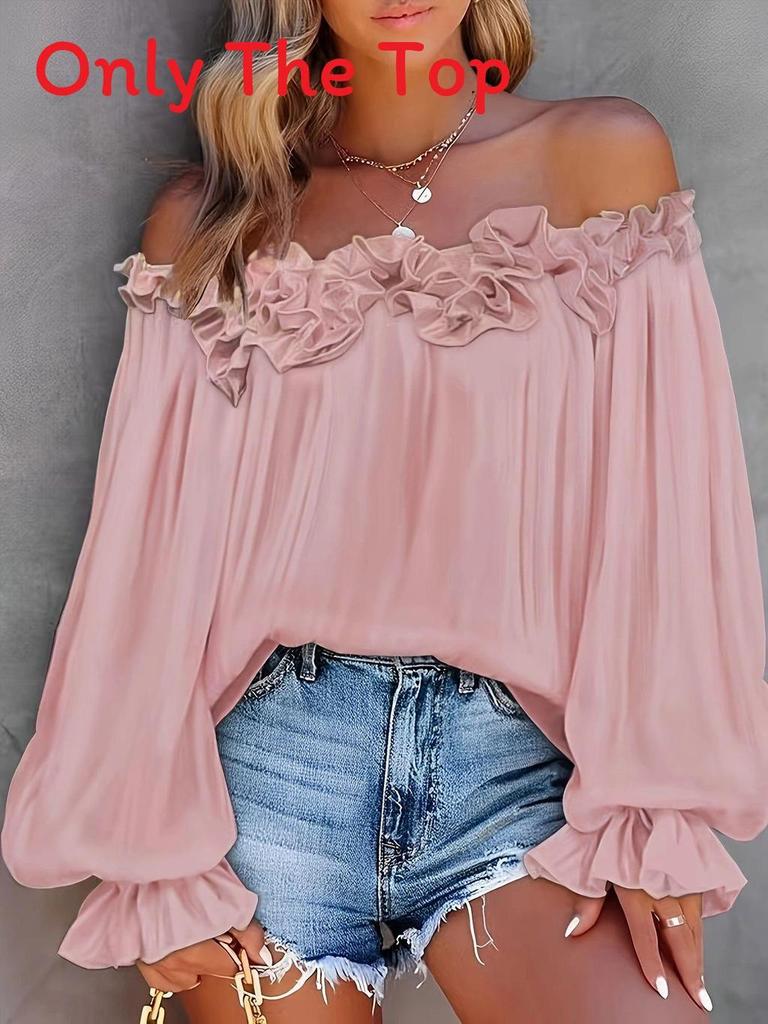 Relaxed Fit One Shoulder T Shirt With Ruffle Sleeves For Casual Wear