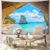 Cave Reef Sea View Tapestry Wall Hanging Natural And Minimalist Scenery Bohemian Art Modern Style Home Decor