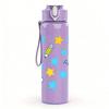 1PC ABC Star Pencil Seamless Pattern 750ml Color Plastic Sports Water Bottle Leakproof Flip Straw Lid Suitable for Sports Office Home Use