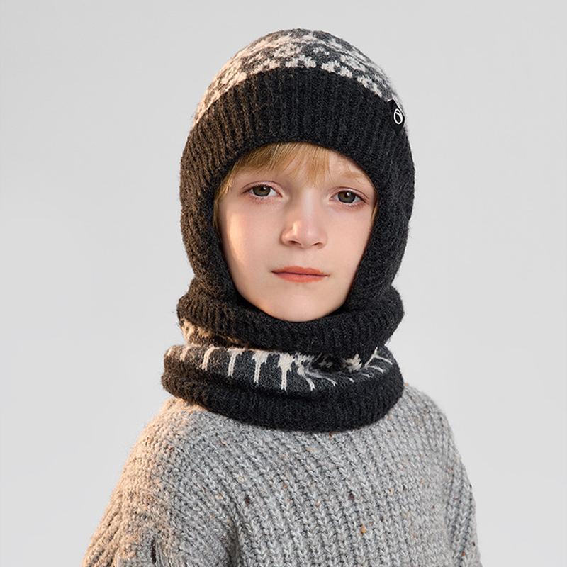Children's Hat Scarf Two-Piece Winter Outdoor Warm Knitted Hat Cashmere Ear Protection Head Wool Hat for Boys Girls