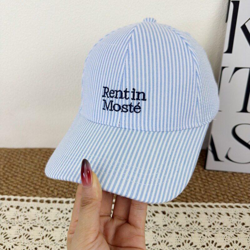 New quick-drying empty top light and breathable baseball cap women's fashion versatile striped embroidered letter sunshade cap
