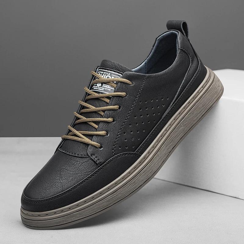 Scarpe da Uomo Casual in Pelle Stile Britannico Minimaliste di Design in Vera Pelle Basse Estive 2026 Nuove alla Moda All-match Scarpe da Ginnastica